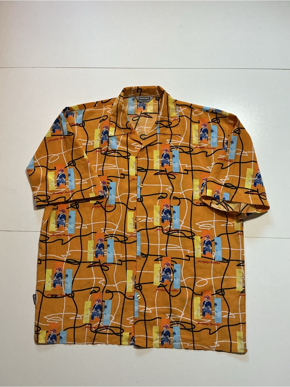 Vintage 90s Y2K Sunnyboy Revolution AOP DJ Button S/S Shirt